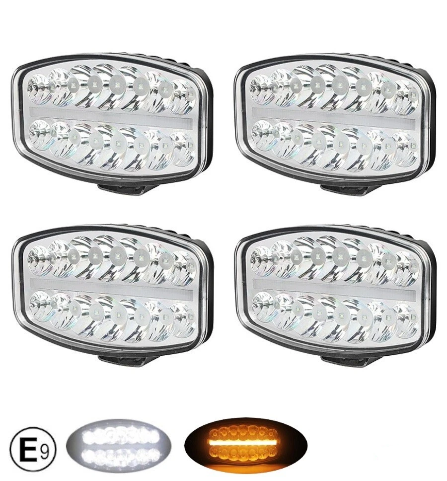 4X 10" LED Extraljus Amber DRL – Lastbil 24V