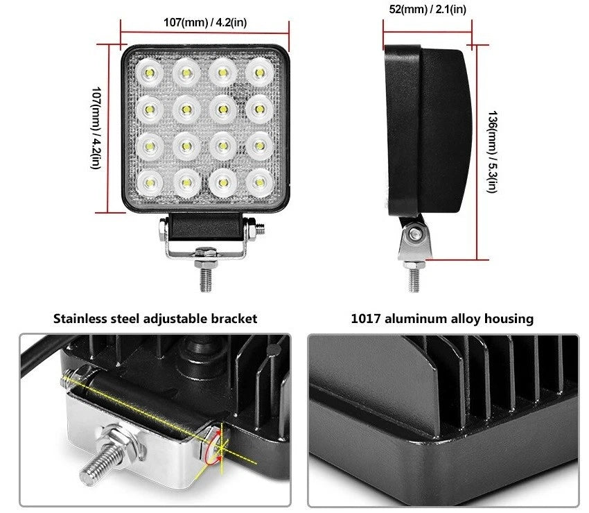 2X Led Extraljus för Båt & Marin